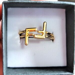 FENDI RING Size 8 worn couple of times. No fading/tarnishing Gold Plated
